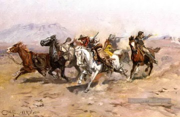infériorité numérique 1898 Charles Marion Russell Peinture à l'huile